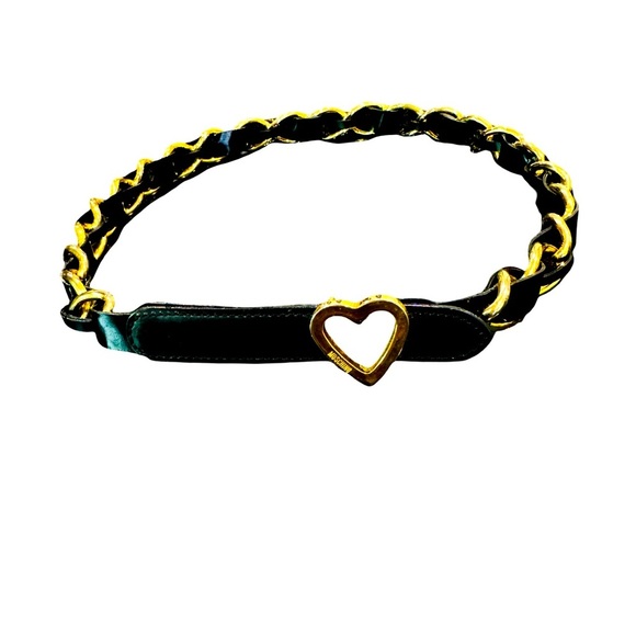 Vintage Moschino Patent Leather Belt with Heart and Chain - Redwall Collection - Picture 6 of 12